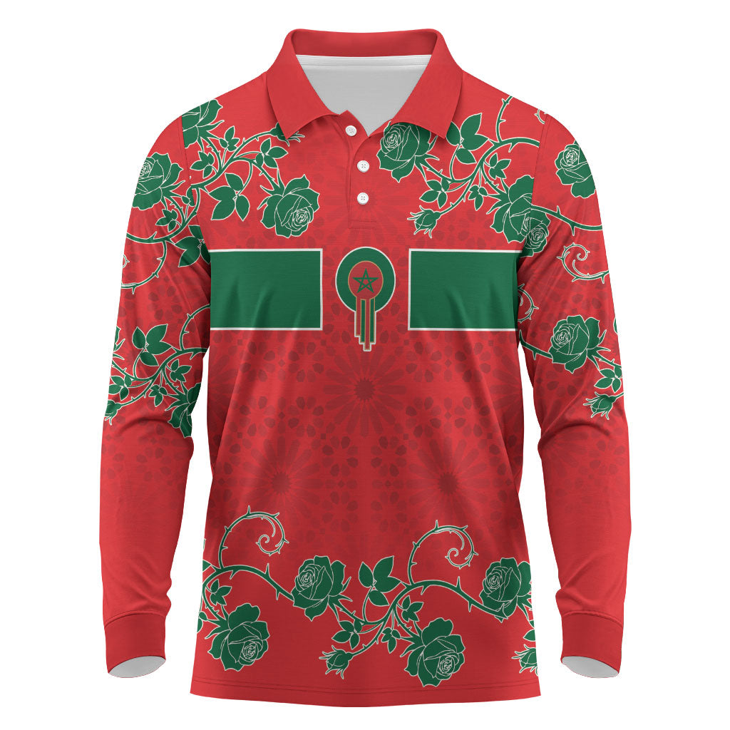Custom Morocco Desert Rose Floral Long Sleeve Polo Shirt Africa Women’s Football Champion Series 2026