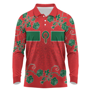 Custom Morocco Desert Rose Floral Long Sleeve Polo Shirt Africa Women’s Football Champion Series 2026