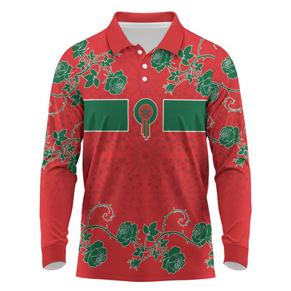 Custom Morocco Desert Rose Floral Long Sleeve Polo Shirt Africa Women’s Football Champion Series 2026