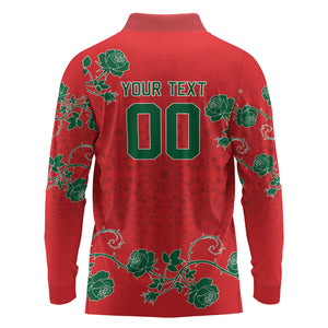 Custom Morocco Desert Rose Floral Long Sleeve Polo Shirt Africa Women’s Football Champion Series 2026