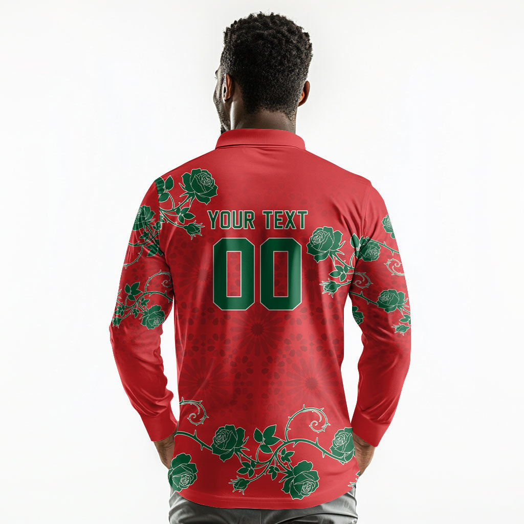 Custom Morocco Desert Rose Floral Long Sleeve Polo Shirt Africa Women’s Football Champion Series 2026