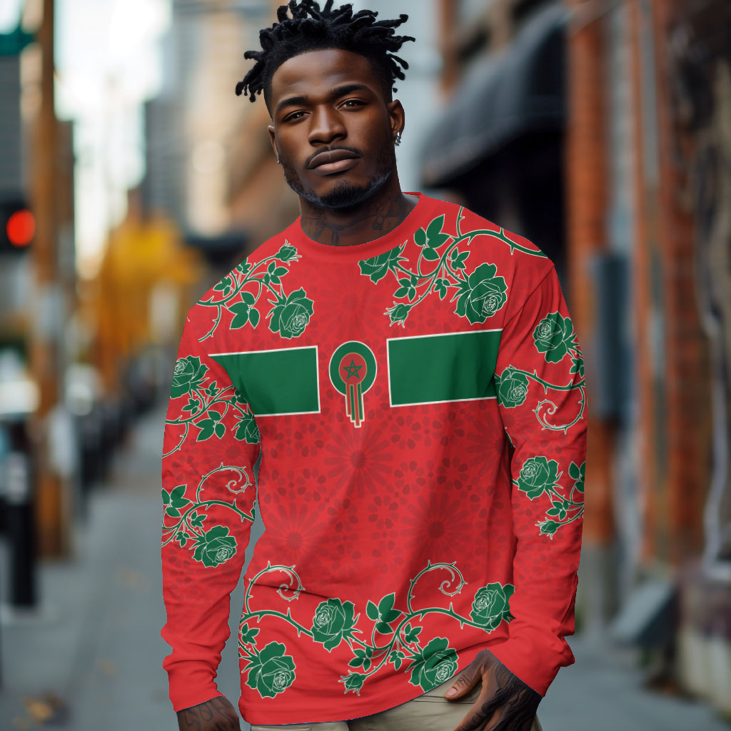 Custom Morocco Desert Rose Floral Long Sleeve Shirt Africa Women’s Football Champion Series 2026
