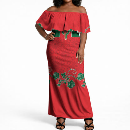 Custom Morocco Desert Rose Floral Off Shoulder Maxi Dress Africa Women’s Football Champion Series 2026