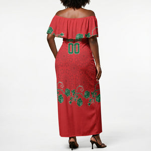 Custom Morocco Desert Rose Floral Off Shoulder Maxi Dress Africa Women’s Football Champion Series 2026