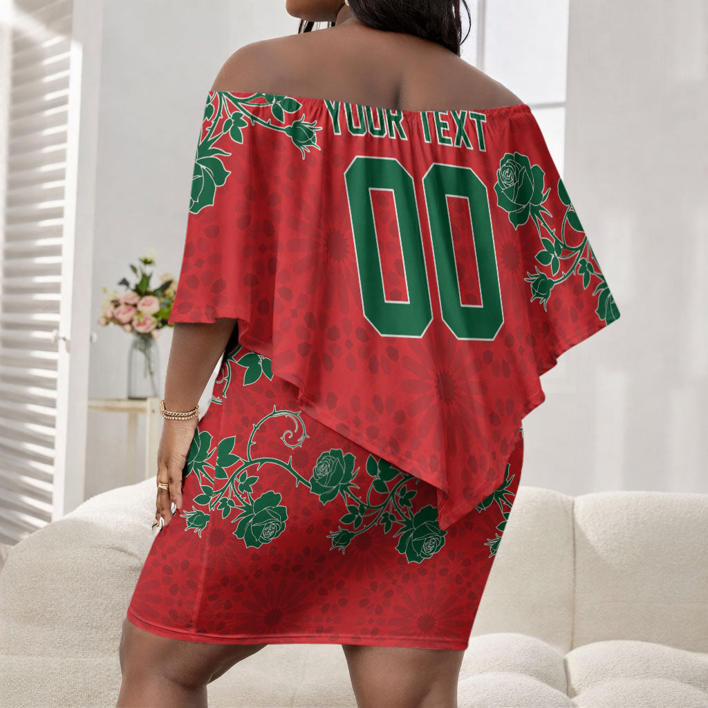 Custom Morocco Desert Rose Floral Off Shoulder Short Dress Africa Women’s Football Champion Series 2026