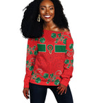 Custom Morocco Desert Rose Floral Off Shoulder Sweater Africa Women’s Football Champion Series 2026