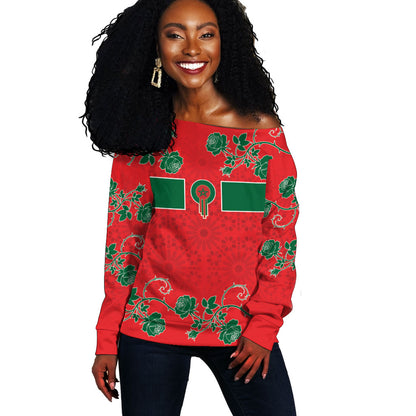 Custom Morocco Desert Rose Floral Off Shoulder Sweater Africa Women’s Football Champion Series 2026