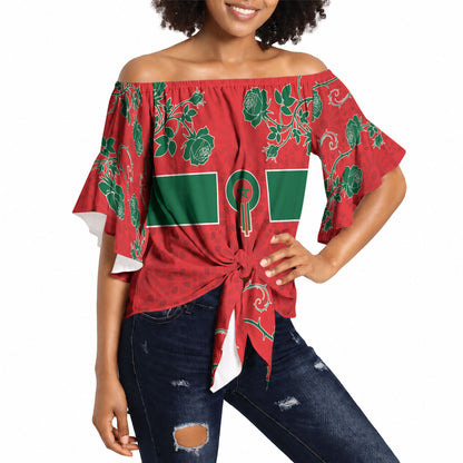 Custom Morocco Desert Rose Floral Off Shoulder Wrap Waist Top Africa Women’s Football Champion Series 2026