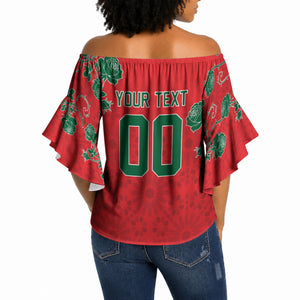 Custom Morocco Desert Rose Floral Off Shoulder Wrap Waist Top Africa Women’s Football Champion Series 2026