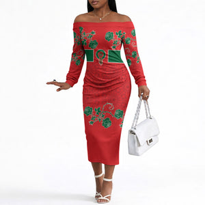 Custom Morocco Desert Rose Floral Off The Shoulder Long Sleeve Dress Africa Women’s Football Champion Series 2026