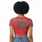 Custom Morocco Desert Rose Floral Raglan Cropped T shirt Africa Women’s Football Champion Series 2026