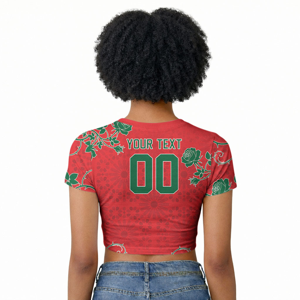 Custom Morocco Desert Rose Floral Raglan Cropped T shirt Africa Women’s Football Champion Series 2026