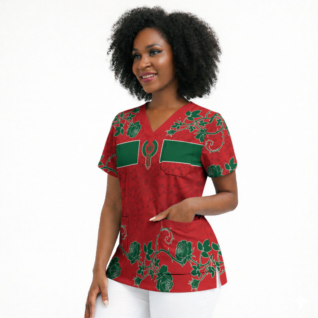 Custom Morocco Desert Rose Floral Scrub Top Africa Women’s Football Champion Series 2026