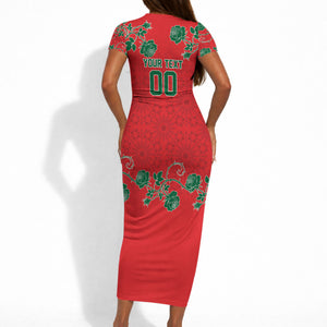 Custom Morocco Desert Rose Floral Short Sleeve Bodycon Dress Africa Women’s Football Champion Series 2026
