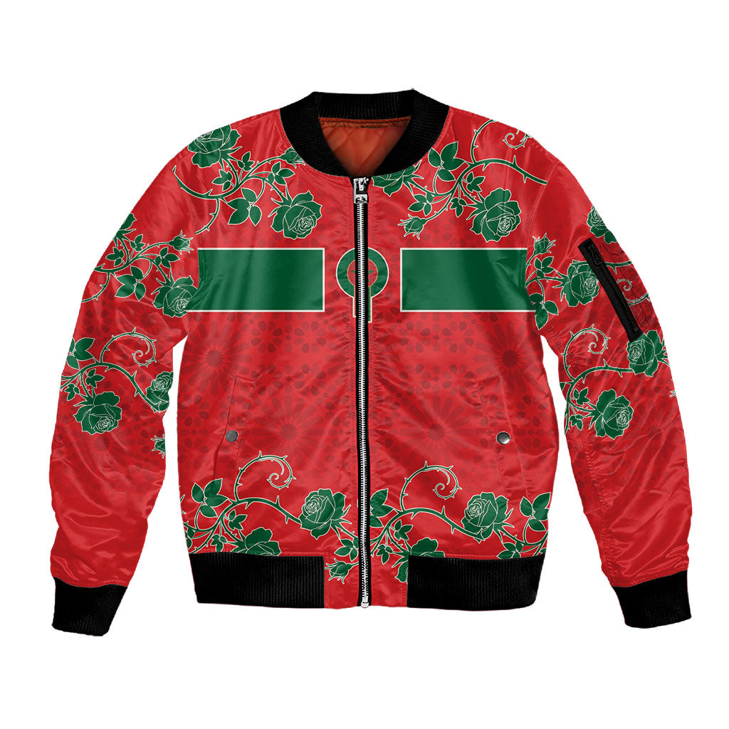Custom Morocco Desert Rose Floral Sleeve Zip Bomber Jacket Africa Women’s Football Champion Series 2026