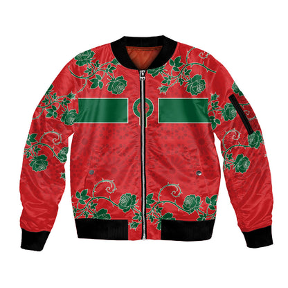 Custom Morocco Desert Rose Floral Sleeve Zip Bomber Jacket Africa Women’s Football Champion Series 2026