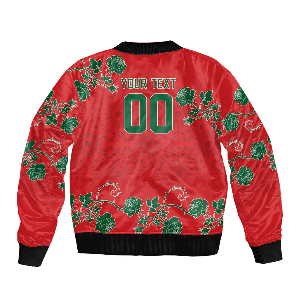 Custom Morocco Desert Rose Floral Sleeve Zip Bomber Jacket Africa Women’s Football Champion Series 2026