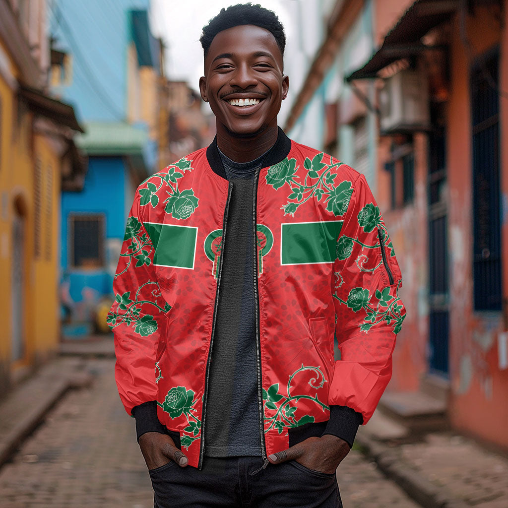 Custom Morocco Desert Rose Floral Sleeve Zip Bomber Jacket Africa Women’s Football Champion Series 2026
