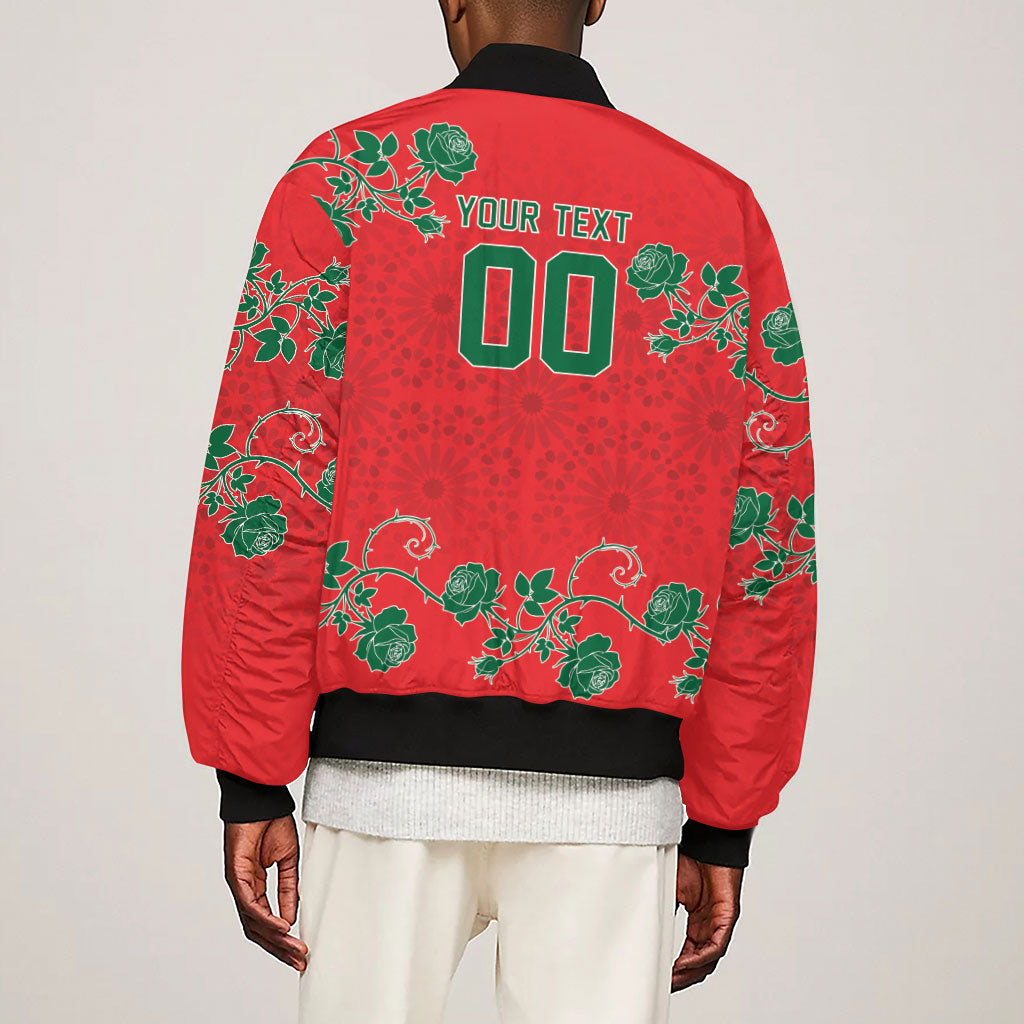 Custom Morocco Desert Rose Floral Sleeve Zip Bomber Jacket Africa Women’s Football Champion Series 2026