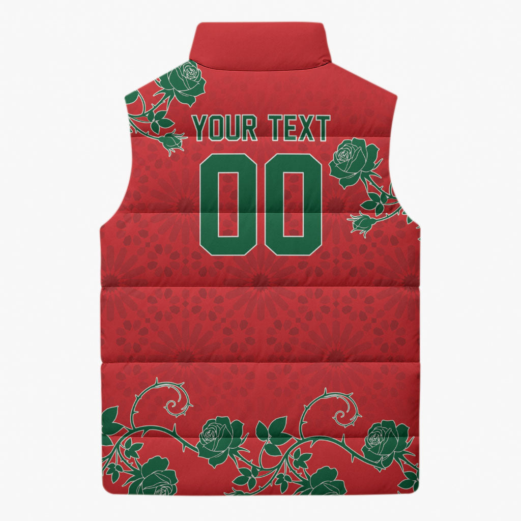 Custom Morocco Desert Rose Floral Sleeveless Puffer Jacket Africa Women’s Football Champion Series 2026