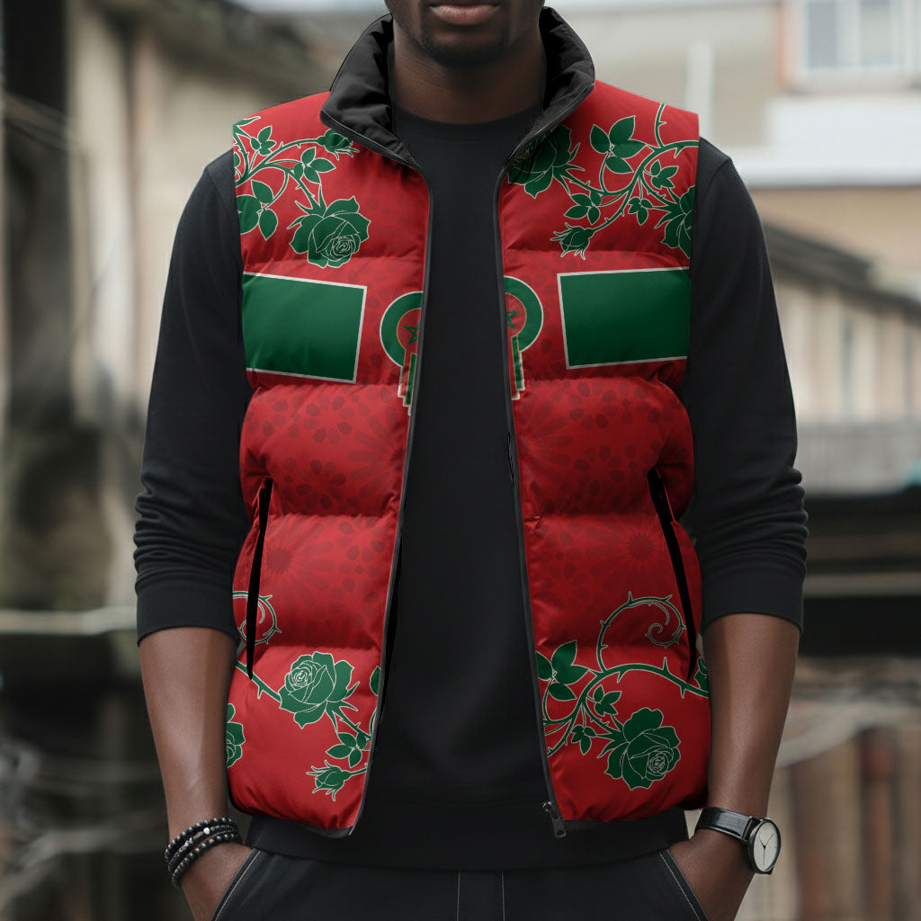 Custom Morocco Desert Rose Floral Sleeveless Puffer Jacket Africa Women’s Football Champion Series 2026