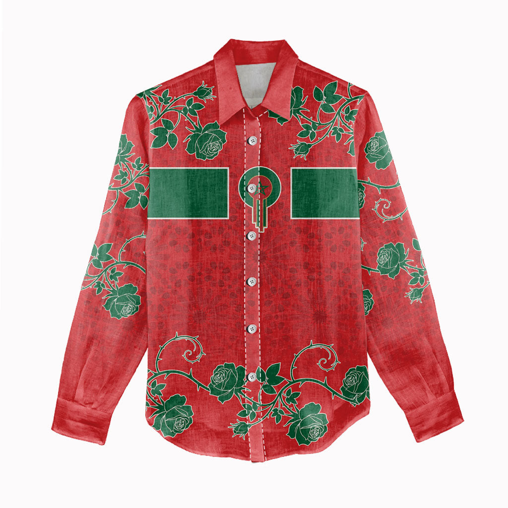Custom Morocco Desert Rose Floral Women Casual Shirt Africa Women’s Football Champion Series 2026