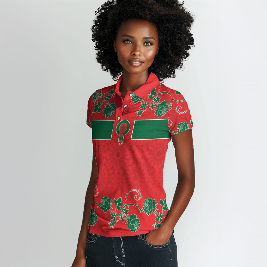 Custom Morocco Desert Rose Floral Women Polo Shirt Africa Women’s Football Champion Series 2026