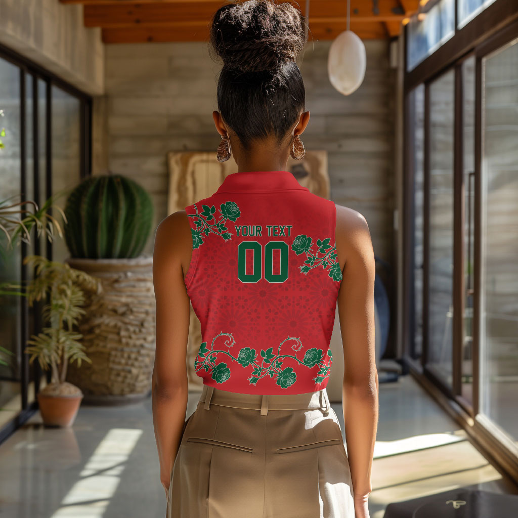 Custom Morocco Desert Rose Floral Women Sleeveless Polo Shirt Africa Women’s Football Champion Series 2026