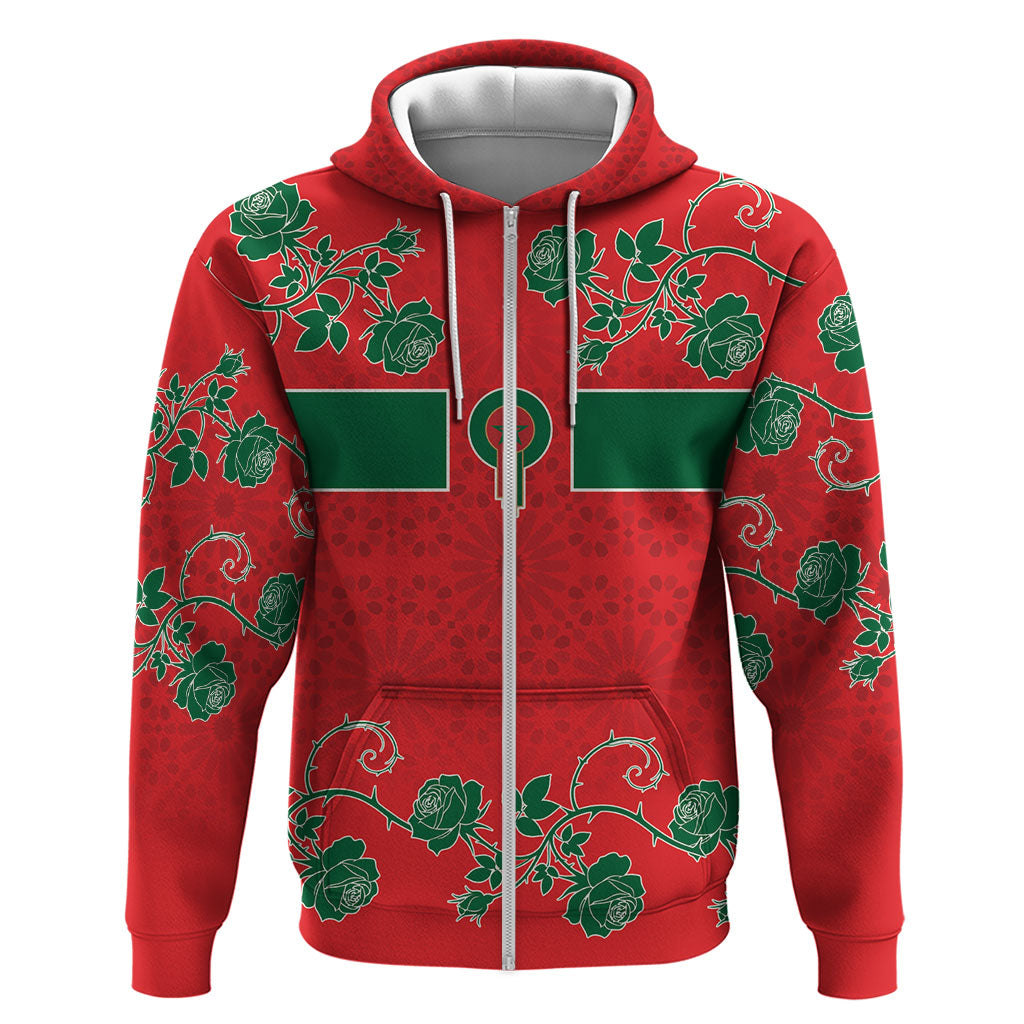 Custom Morocco Desert Rose Floral Zip Hoodie Africa Women’s Football Champion Series 2026