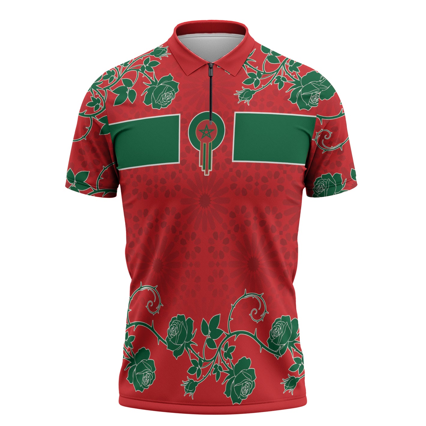 Custom Morocco Desert Rose Floral Zipper Polo Shirt Africa Women’s Football Champion Series 2026