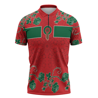 Custom Morocco Desert Rose Floral Zipper Polo Shirt Africa Women’s Football Champion Series 2026