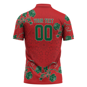 Custom Morocco Desert Rose Floral Zipper Polo Shirt Africa Women’s Football Champion Series 2026