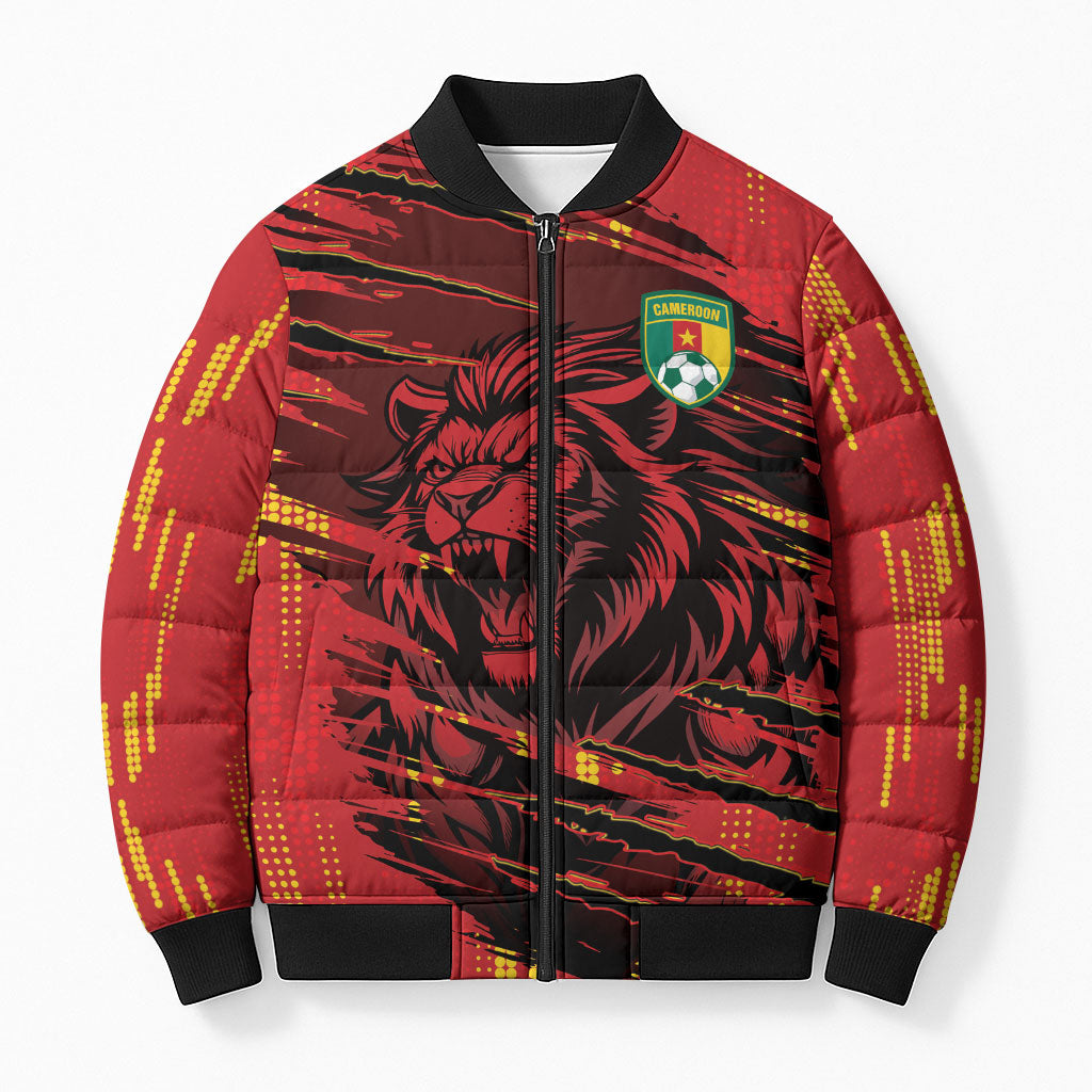 Custom Cameroon Red Lion Bomber Puffer Jacket Africa Football Champion Series 2026