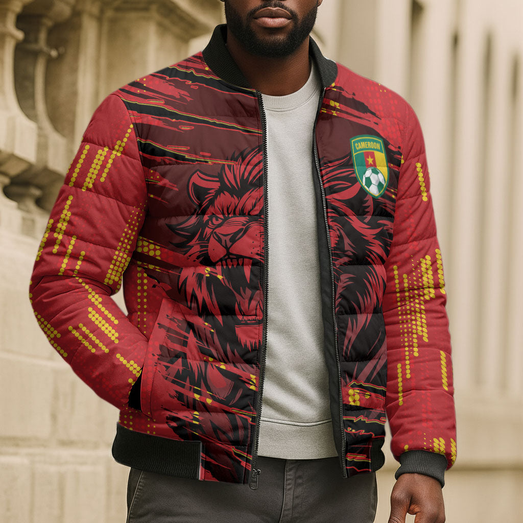 Custom Cameroon Red Lion Bomber Puffer Jacket Africa Football Champion Series 2026