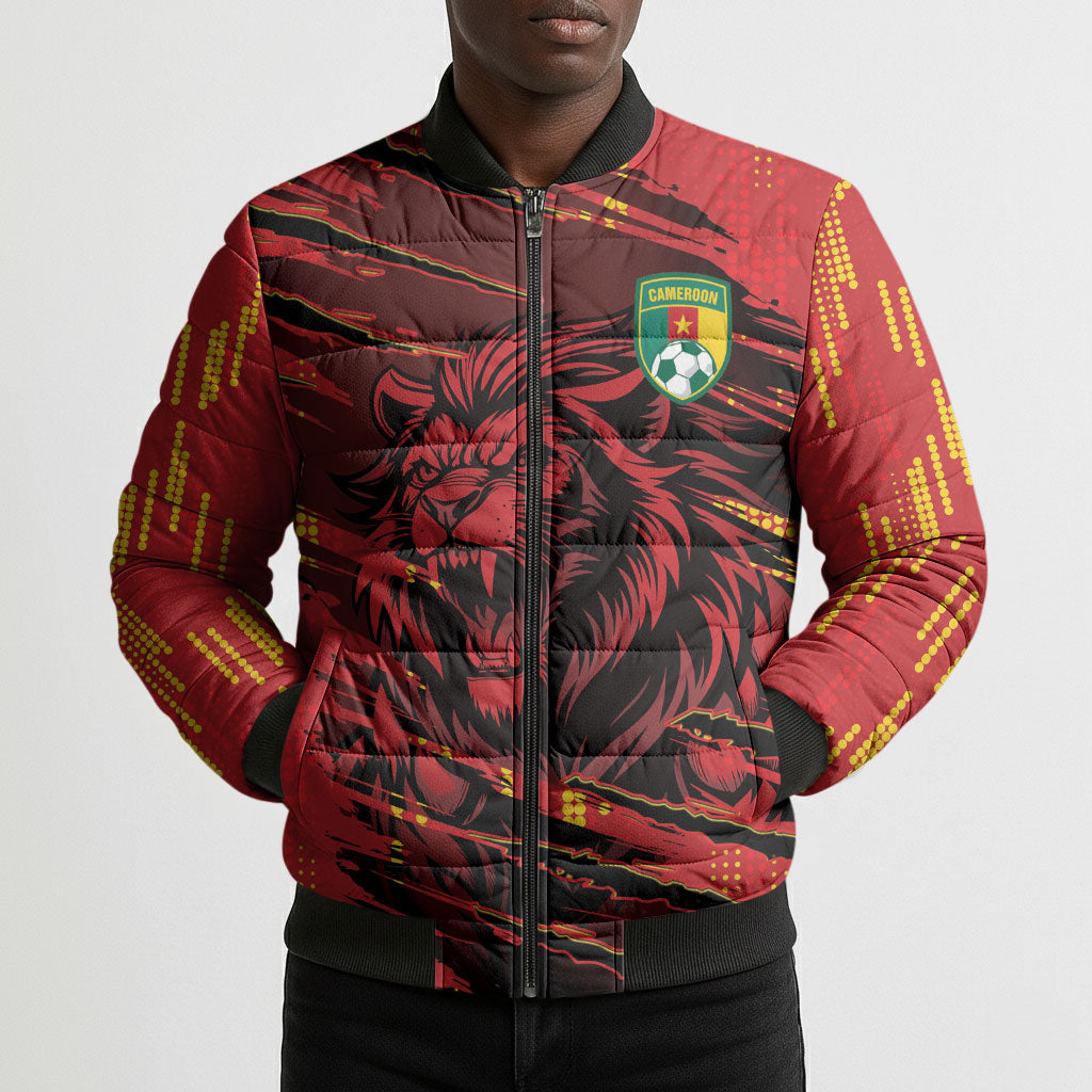 Custom Cameroon Red Lion Bomber Puffer Jacket Africa Football Champion Series 2026