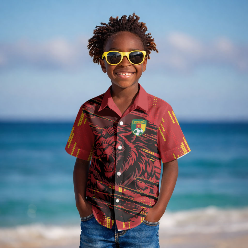 Custom Cameroon Red Lion Kid Hawaiian Shirt Africa Football Champion Series 2026