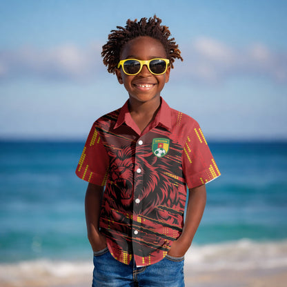 Custom Cameroon Red Lion Kid Hawaiian Shirt Africa Football Champion Series 2026