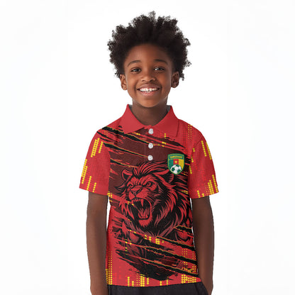 Custom Cameroon Red Lion Kid Polo Shirt Africa Football Champion Series 2026
