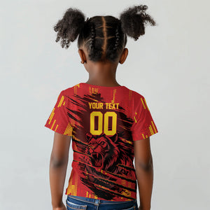 Custom Cameroon Red Lion Kid T shirt Africa Football Champion Series 2026