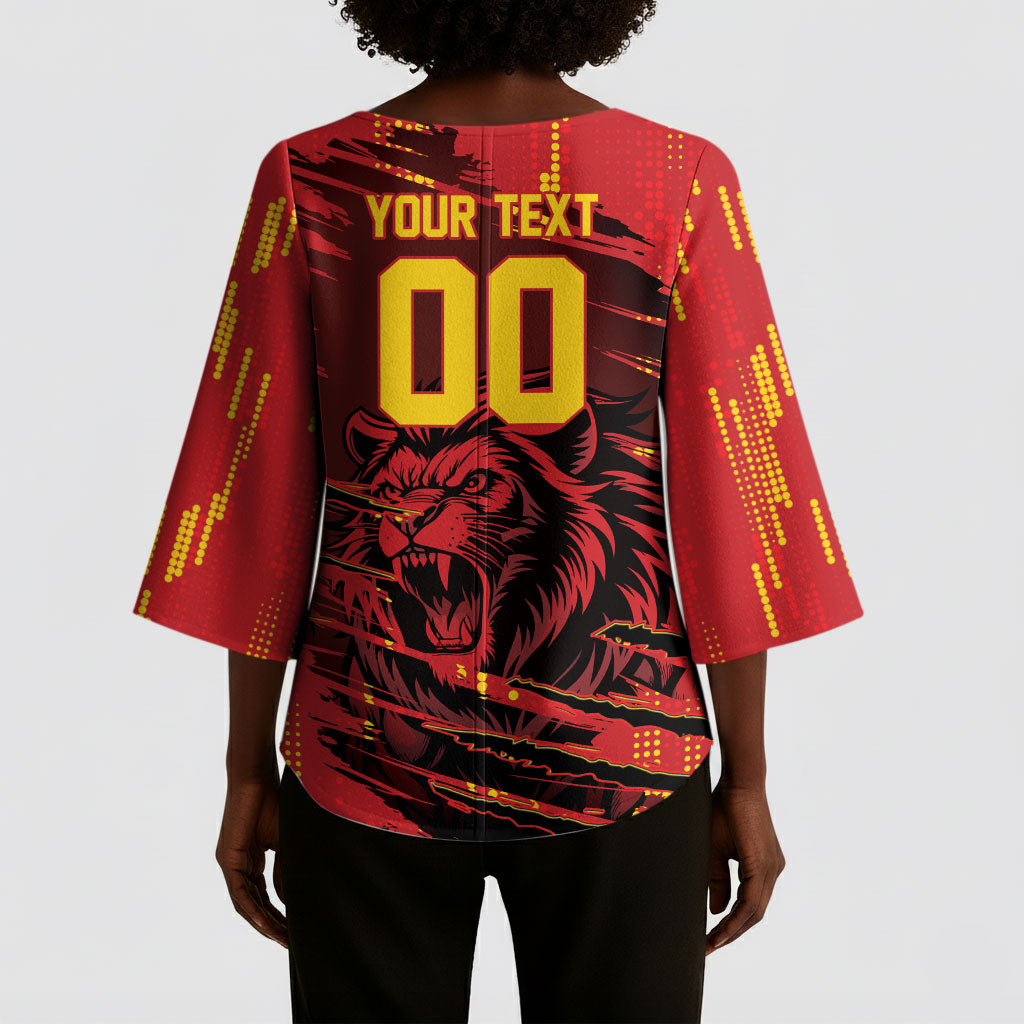 Custom Cameroon Red Lion Kimono Sleeve Blouse Africa Football Champion Series 2026