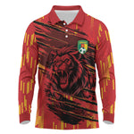 Custom Cameroon Red Lion Long Sleeve Polo Shirt Africa Football Champion Series 2026