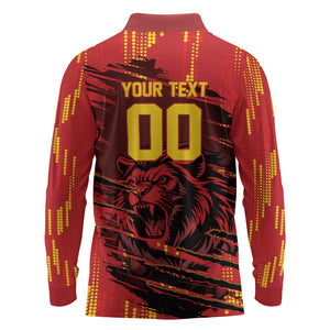 Custom Cameroon Red Lion Long Sleeve Polo Shirt Africa Football Champion Series 2026