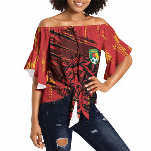 Custom Cameroon Red Lion Off Shoulder Wrap Waist Top Africa Football Champion Series 2026