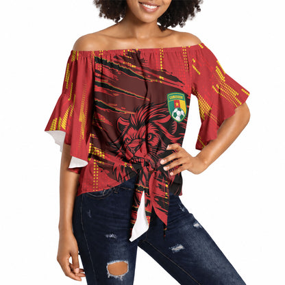 Custom Cameroon Red Lion Off Shoulder Wrap Waist Top Africa Football Champion Series 2026