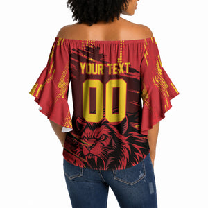 Custom Cameroon Red Lion Off Shoulder Wrap Waist Top Africa Football Champion Series 2026