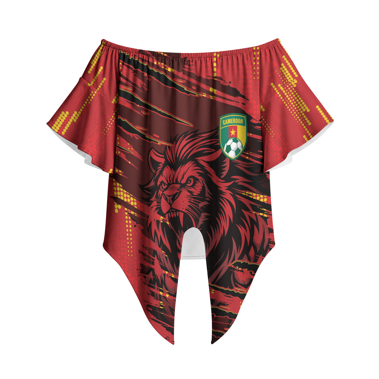 Custom Cameroon Red Lion Off Shoulder Wrap Waist Top Africa Football Champion Series 2026