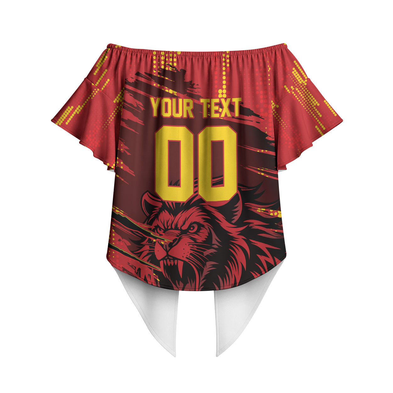 Custom Cameroon Red Lion Off Shoulder Wrap Waist Top Africa Football Champion Series 2026