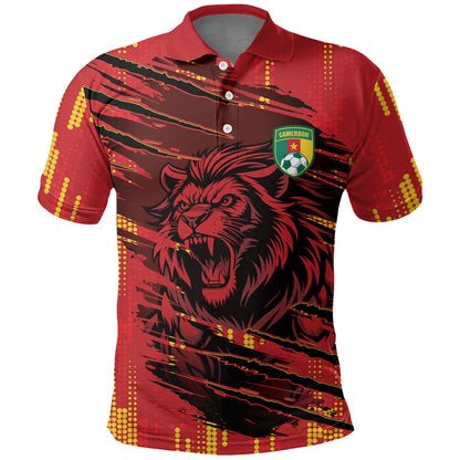 Custom Cameroon Red Lion Polo Shirt Africa Football Champion Series 2026