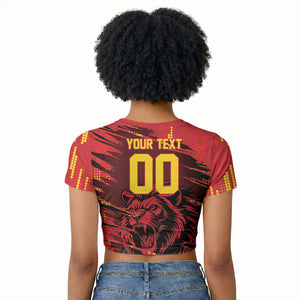 Custom Cameroon Red Lion Raglan Cropped T shirt Africa Football Champion Series 2026