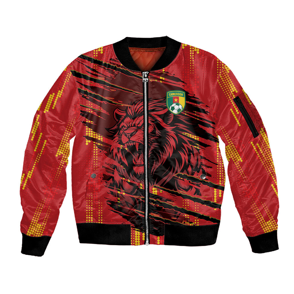 Custom Cameroon Red Lion Sleeve Zip Bomber Jacket Africa Football Champion Series 2026